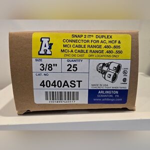 Set Of 25* Arlington SNAP 2 IT DUPLEX CONNECTOR FOR AC,HCF . 3/8. 4040AST NEW
